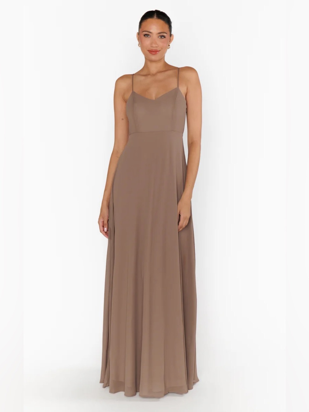 Show Me Your Mumu Faith
Cowl Maxi Dress Neutral Beige Chiffon XS NWT Bridesmaid